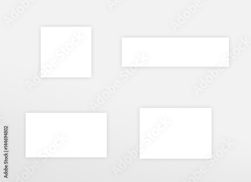 Vector Blank White Paper Text Box Drop Shadows Set