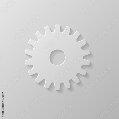 Gear icon on a grey background. Vector illustration.