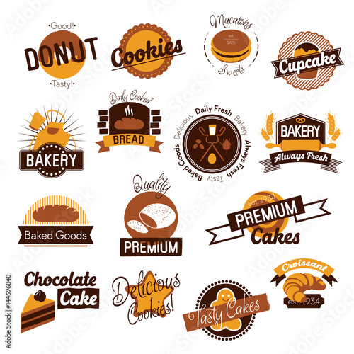 Bakery Hand Drawn Logos. Vector illustration