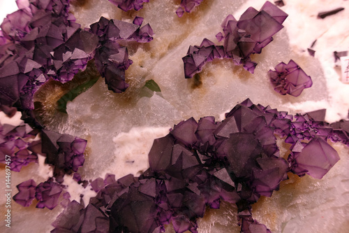 Fotografija Pink amethyst crystals and other crystals - detail.