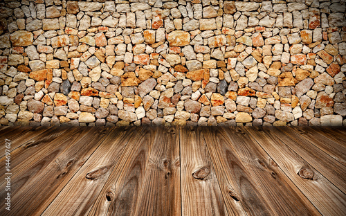 Obraz na plátně stonewall with wooden floor background