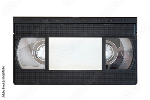 Outdated VHS tape on a white background