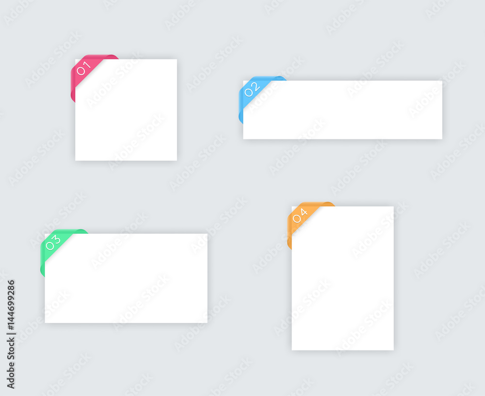 1 to 4 Simple White Vector Text Boxes With Ribbon B Stock Vector ...