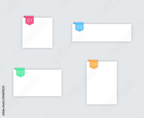 1 to 4 Simple White Vector Text Boxes With Ribbon A