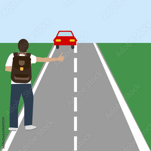 Autostop travel illustration