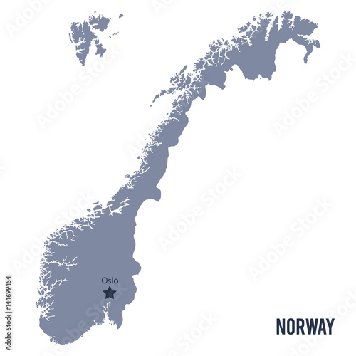 Vector map of Norway isolated on white background.