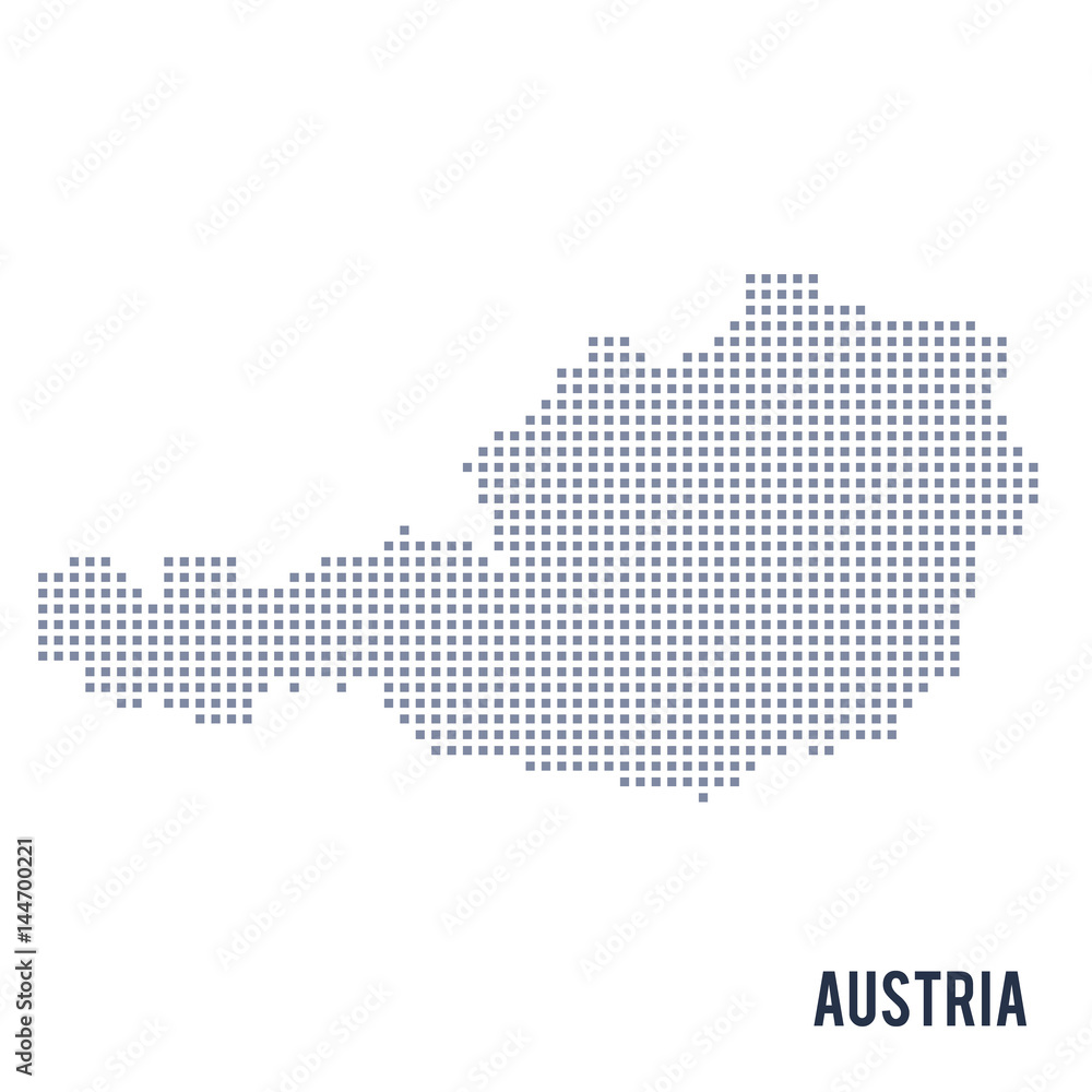 Vector pixel map of Austria isolated on white background