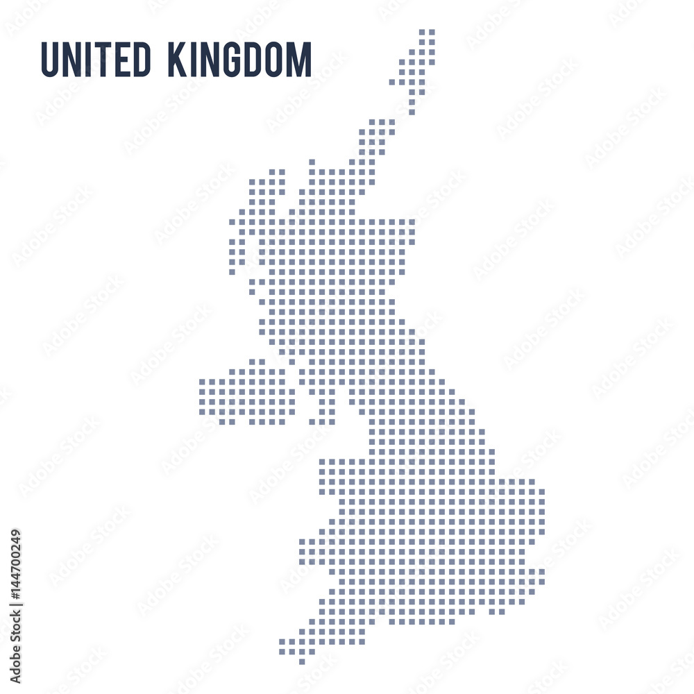 Vector pixel map of United Kingdom isolated on white background