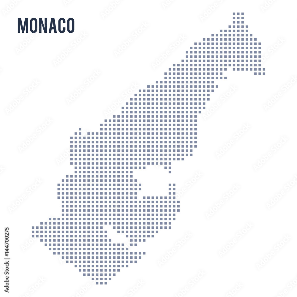 Vector pixel map of Monaco isolated on white background