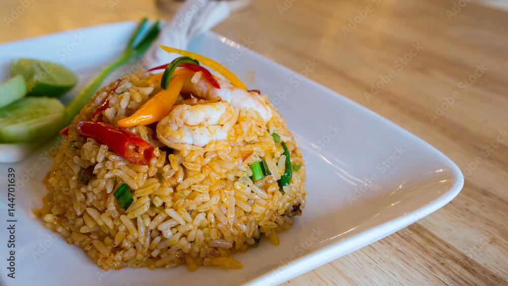 Tom Yum Fried Rice with Shrimp, Seafood fried rice