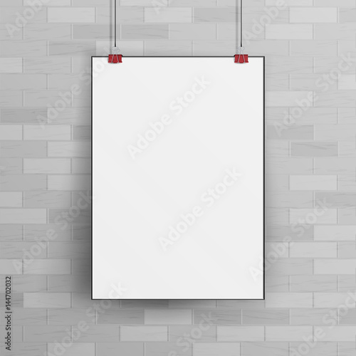 White Blank Paper Wall Poster Mock up Template Vector.