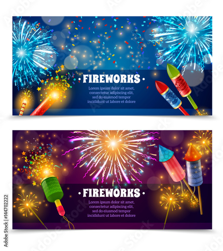 Firework Crackers 2 Festive Banners Set