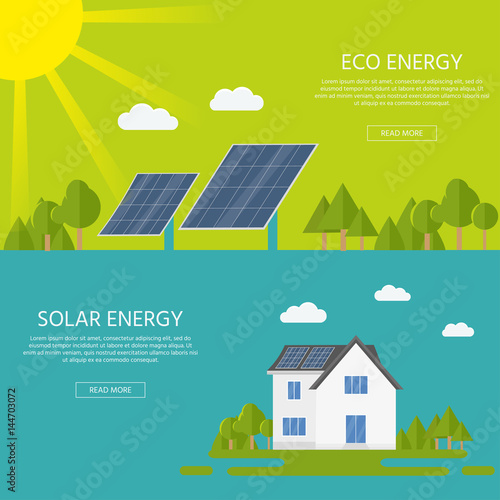 Clean modern house with solar panels. Eco friendly alternative energy