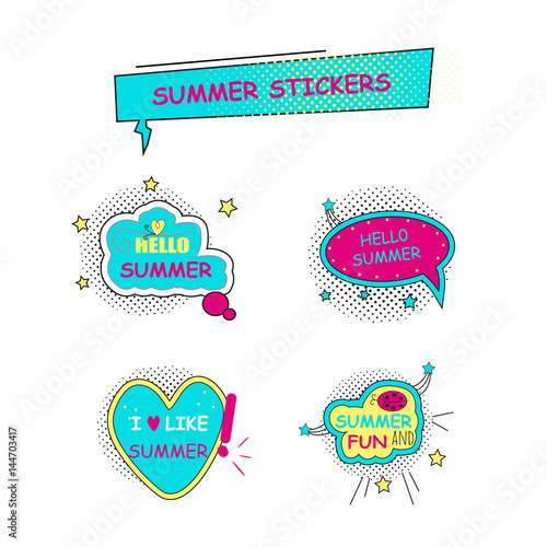 Collection of for halftone summer stickers