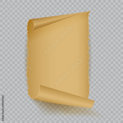 Empty realistic sheet of parchment paper. Vector illustration.