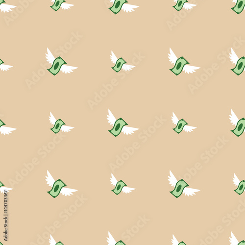 Seamless vector pattern of flying paper money