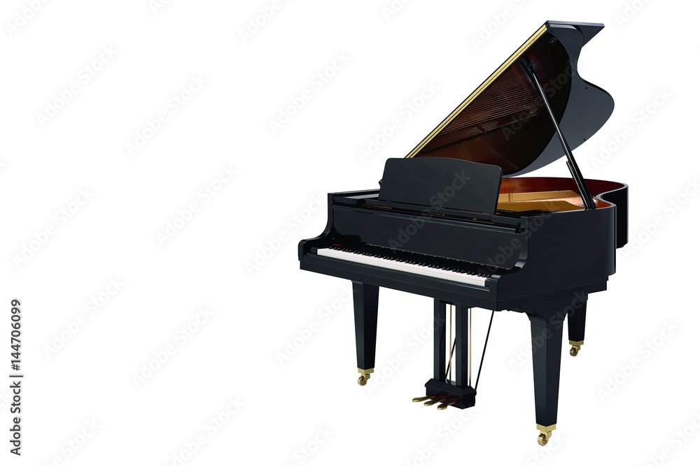 Obraz premium klasyczny instrument muzyczny czarny fortepian na białym tle