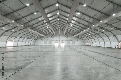 White big clean empty industrial hall as warehouse or office space