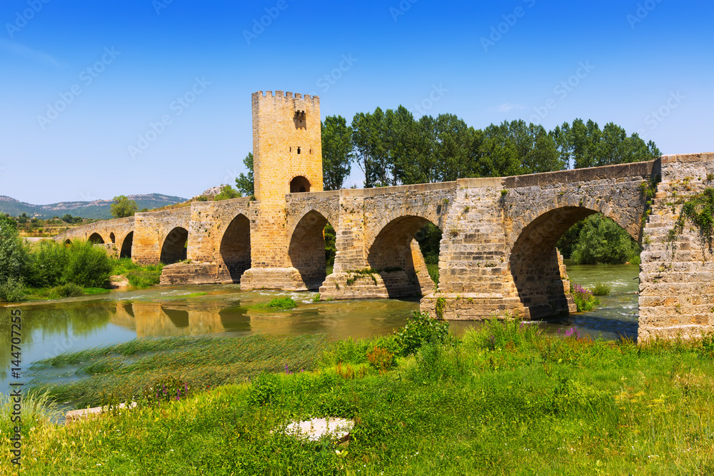  old stone bridge over Ebro. Frias