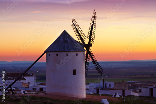 windmill in sunrise time. Campo de Criptana