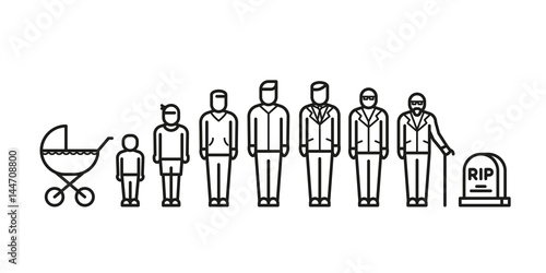 From childhood through adult to old age, all ages vector icons