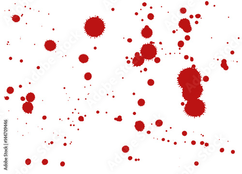 Blood drop  vector illustration. Red splats on white background.