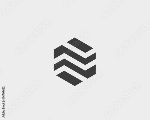Abstract business premium logo design template. Hexagon real estate finance universal vector logo icon