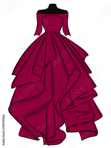 Purple long dress with big skirt eps 10 illustration
