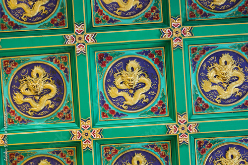 Chinese green ceiling pattern with dragon