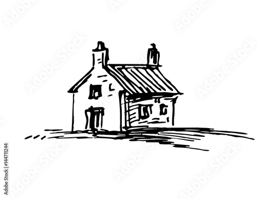 Ink sketch of barn