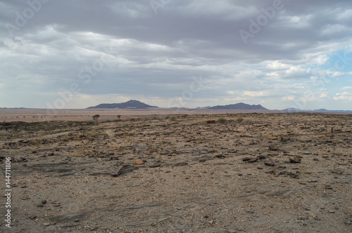 Stony Desert with Mountains between Walvis Bay and Solitaire in Namibia