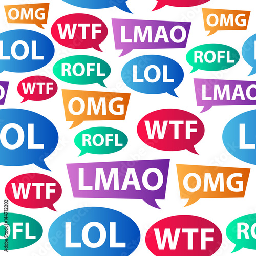 Chat words - LOL OMG WTF ROFL LMAO. Internet slang. photo