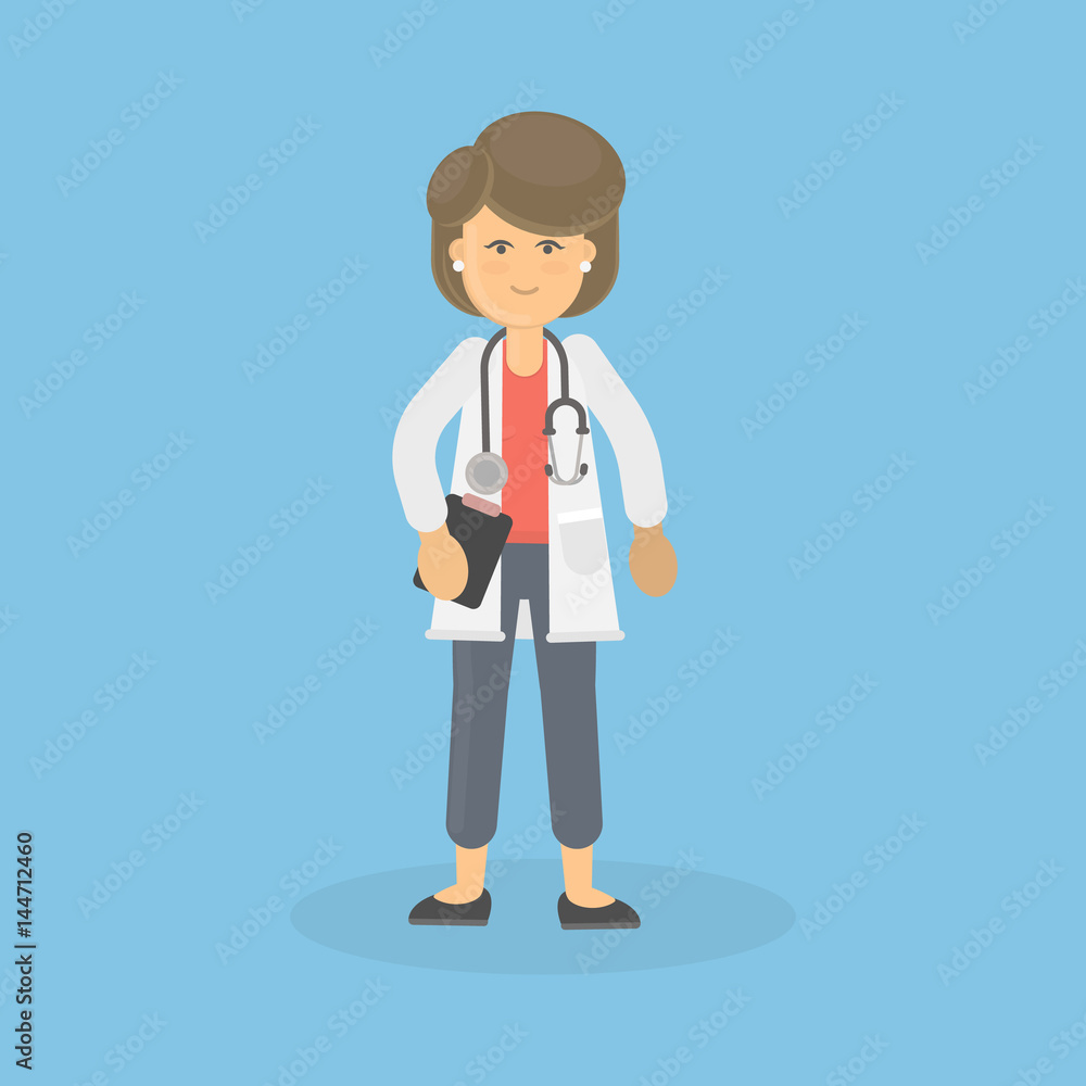Isolated female doctor. Beautiful professional in uniform. Isolated female doctor. Beautiful professional in uniform.