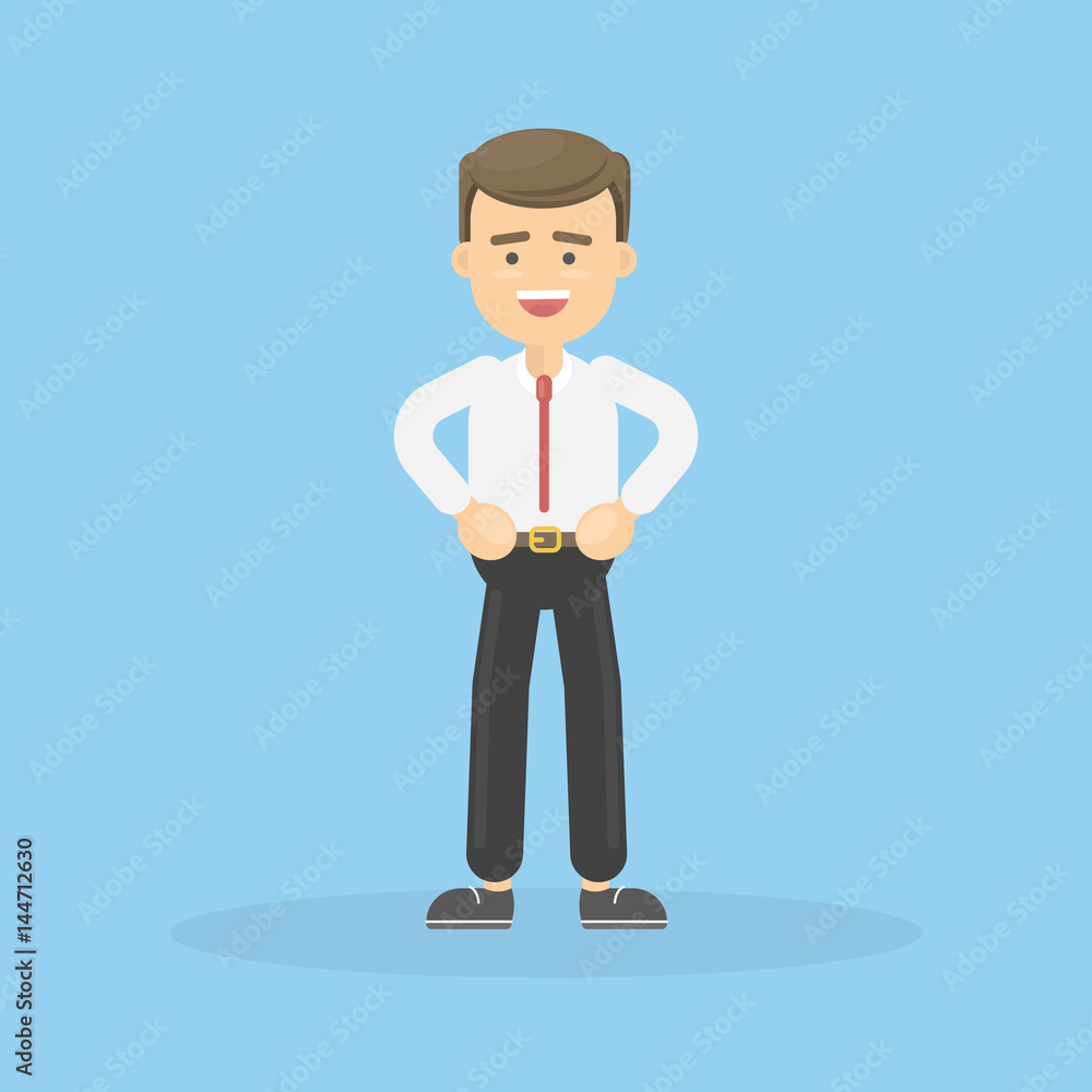Isolated cartoon man on blue background. Dad or businessman. Isolated cartoon man on blue background. Dad or businessman.