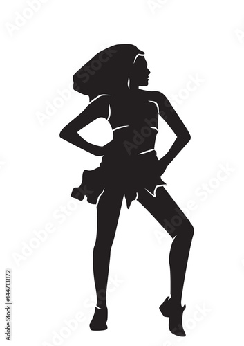 Silhouette of dancing sexy girl vector. © zolotons