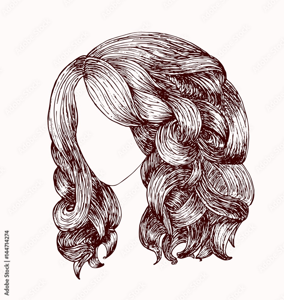 girl with beautiful hair, wavy hair, a hand-drawn sketch style. Option trend styling long hair in a beauty salon. Figure of black isolated on white background. fashion illustration Stock Vector | Adobe girl with beautiful hair, wavy hair, a hand-drawn sketch style. Option trend styling long hair in a beauty salon. Figure of black isolated on white background. fashion illustration Stock Vector | Adobe