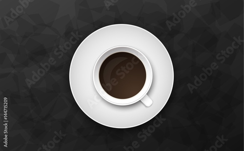 Luxury black background vector illustration with coffee cup