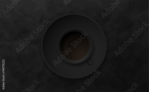 Luxury black background vector illustration with coffee cup