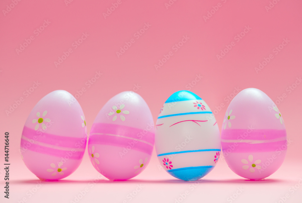 Colorful Easter eggs isolated in pink background