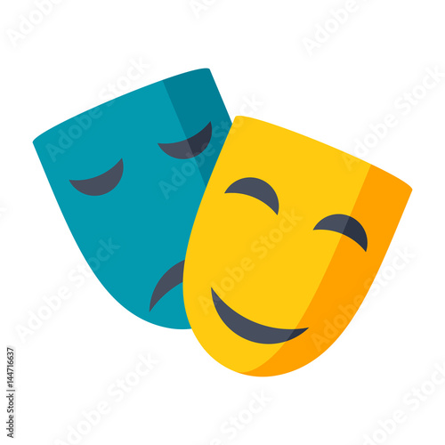 Culturology concept with theater masks, vector illustration in flat style