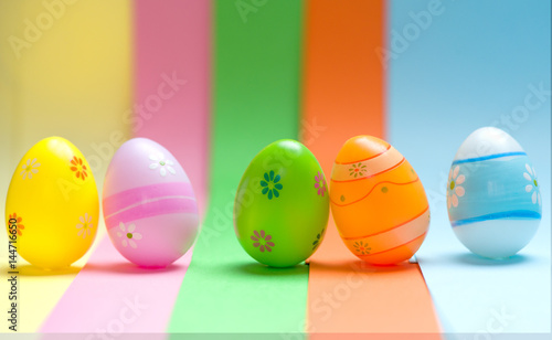 Colorful Easter eggs on colorful background