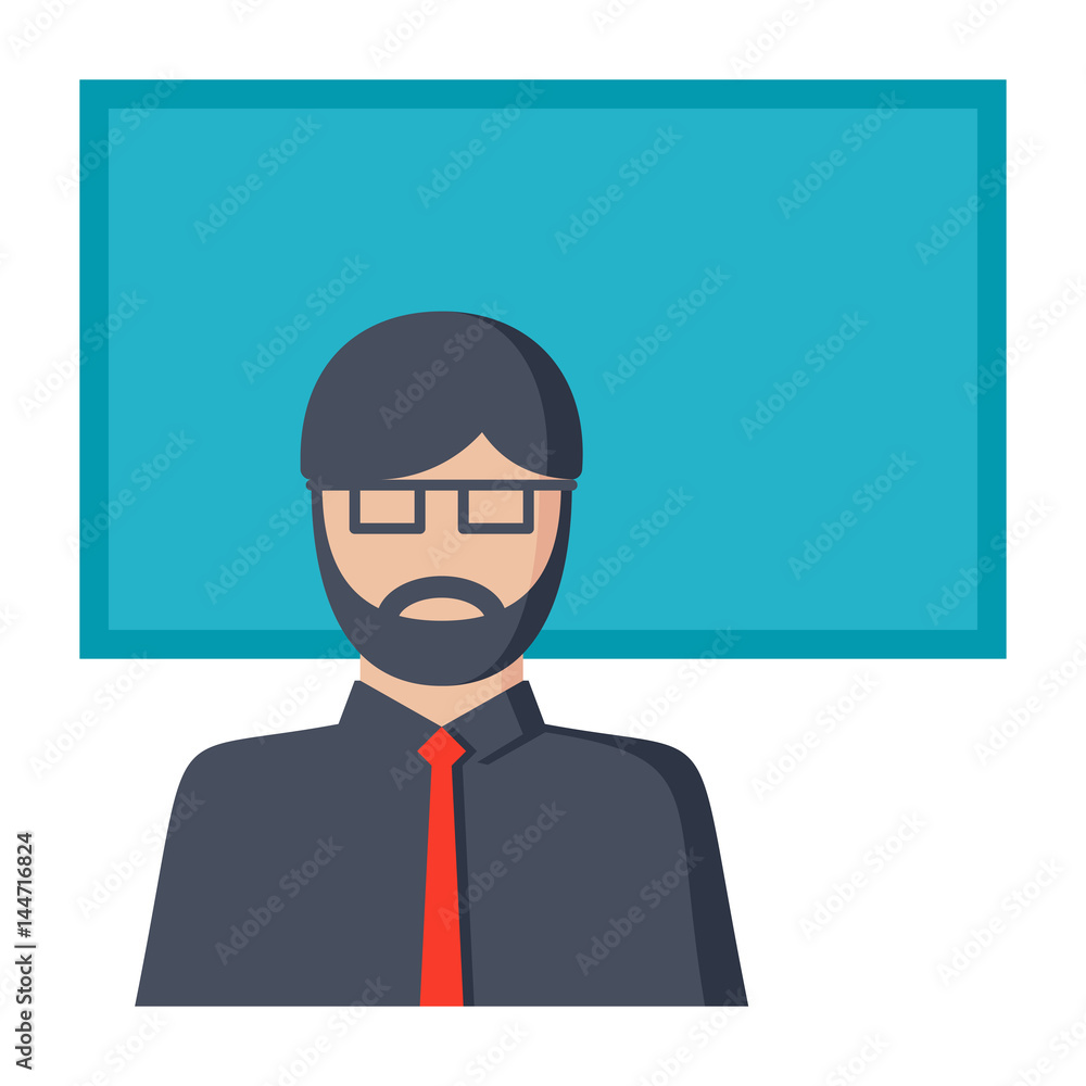 Pedagogy concept with male teacher in classroom, vector illustration in flat style Pedagogy concept with male teacher in classroom, vector illustration in flat style