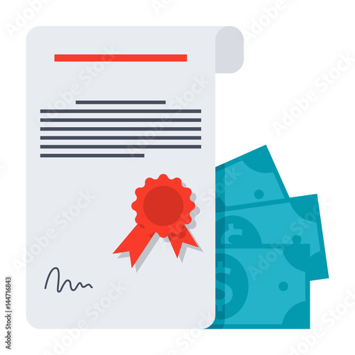 Scientific prize concept with certificate and money, grant icon, vector illustration in flat style photo
