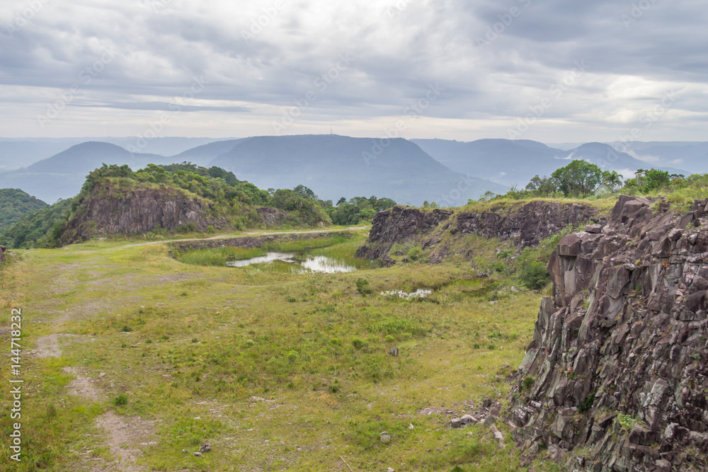 Old Stone quarry in Morro do Gaucho mountain landscape