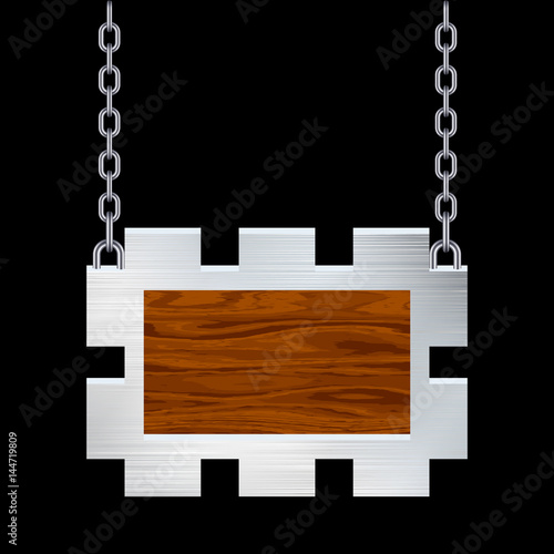 Blank wooden signboard with...