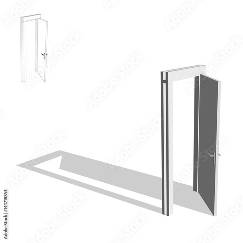 Open door. Isolated on whit...