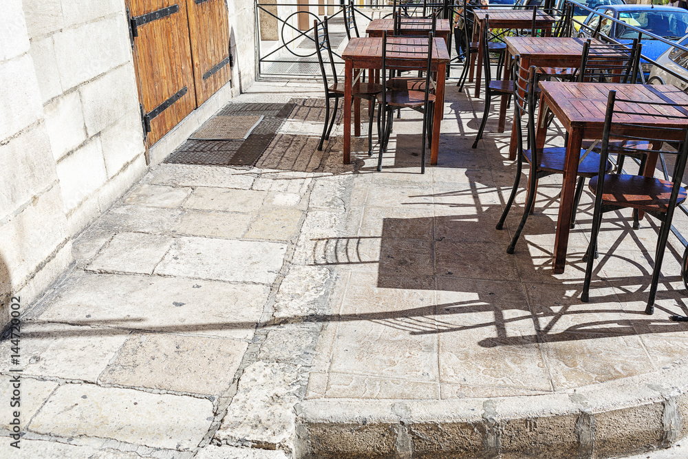 Fototapeta Empty cafe in Malta