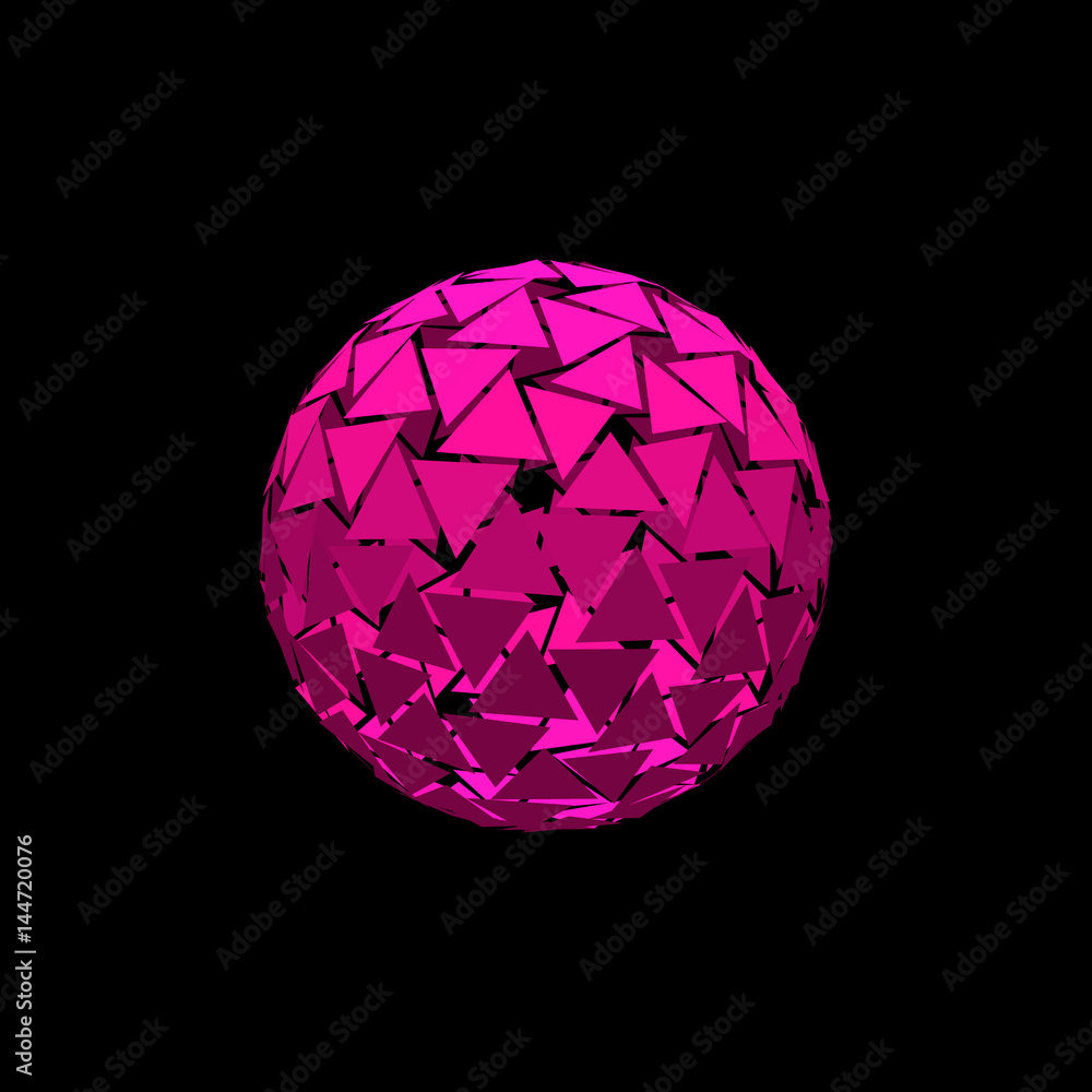 Abstract polygonal broken sphere.Isolated on black background.Vector illustration. Abstract polygonal broken sphere.Isolated on black background.Vector illustration.