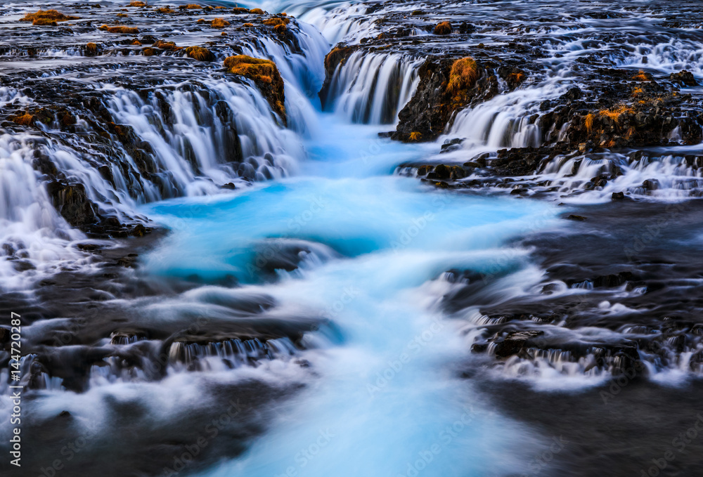Bruarfoss waterfall in Winter, Reykjavik, Iceland