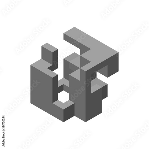Abstract 3d construction. Isolated on white background. Vector illustration.